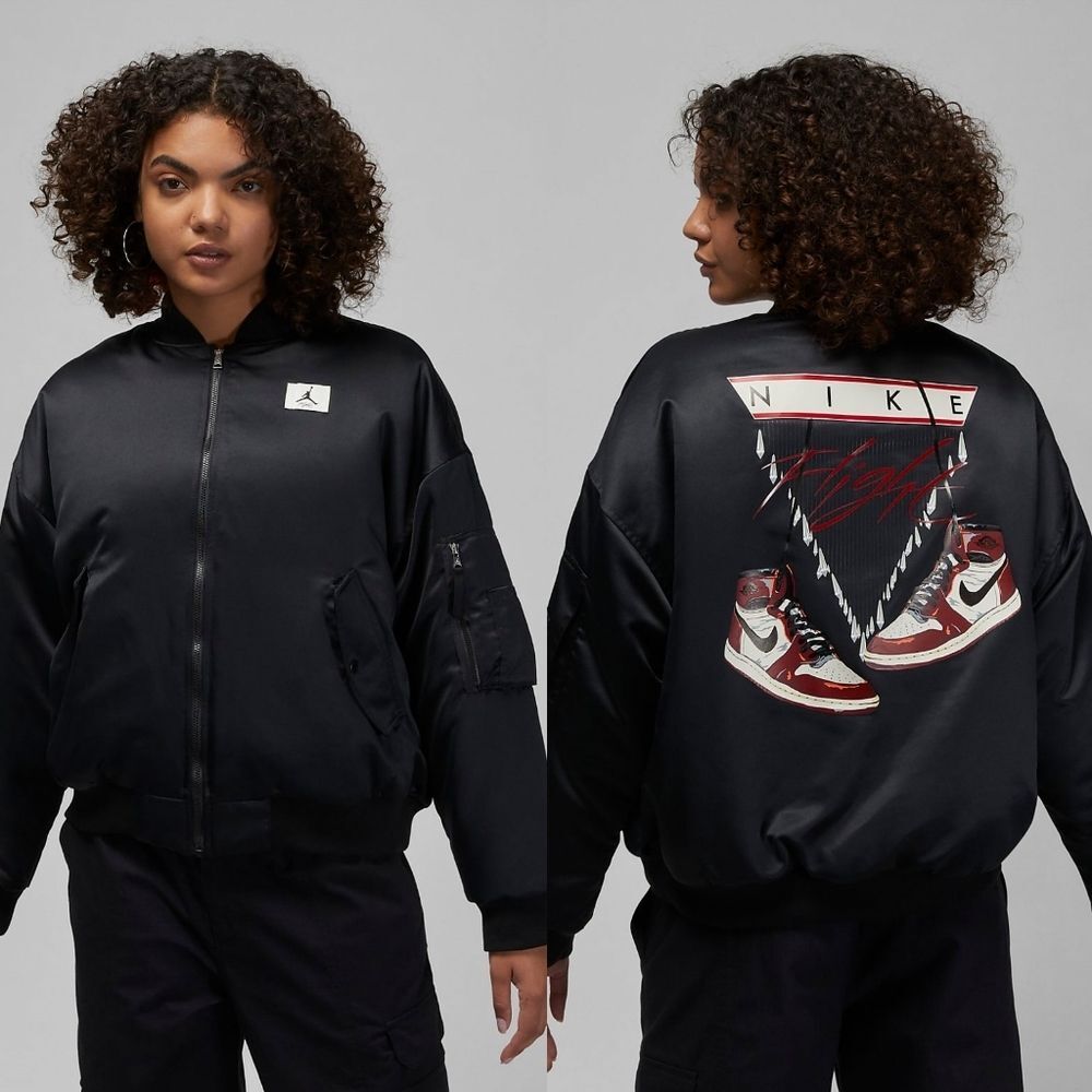 NWT|Nike Jordan Flight Renegade Black Bomber Jacket, SMALL